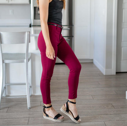 Pantalones bengalíes con cinturón - rojo rubí