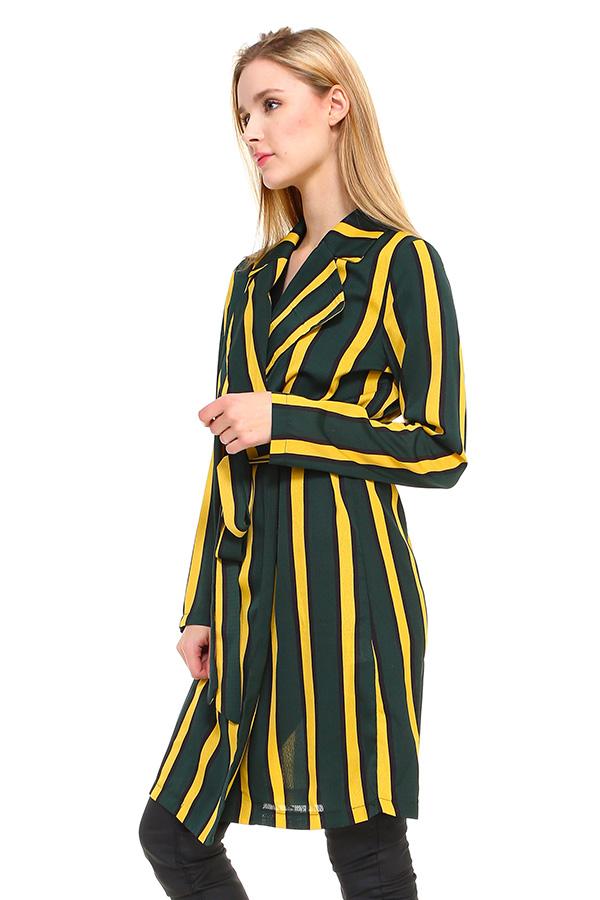 Blazer largo de rayas múltiples