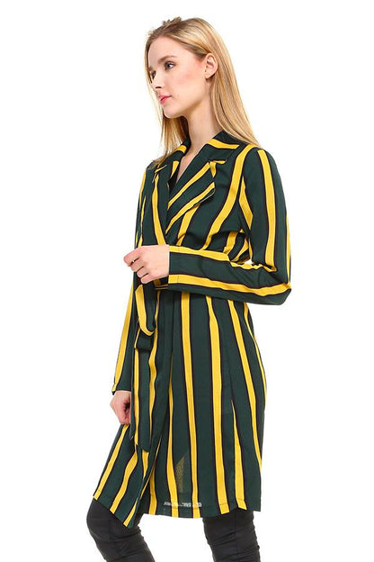 Blazer largo de rayas múltiples