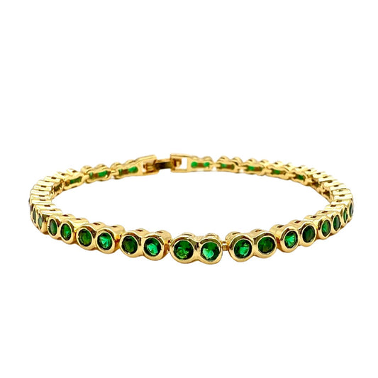 Bracelet tennis à lunette - Émeraude