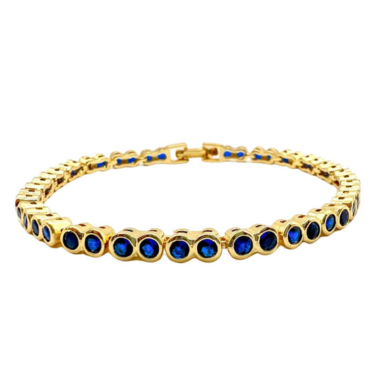 Bracelet tennis à lunette - Saphir