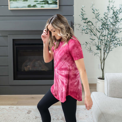 Tie Dye Round Neck Short Sleeve Top