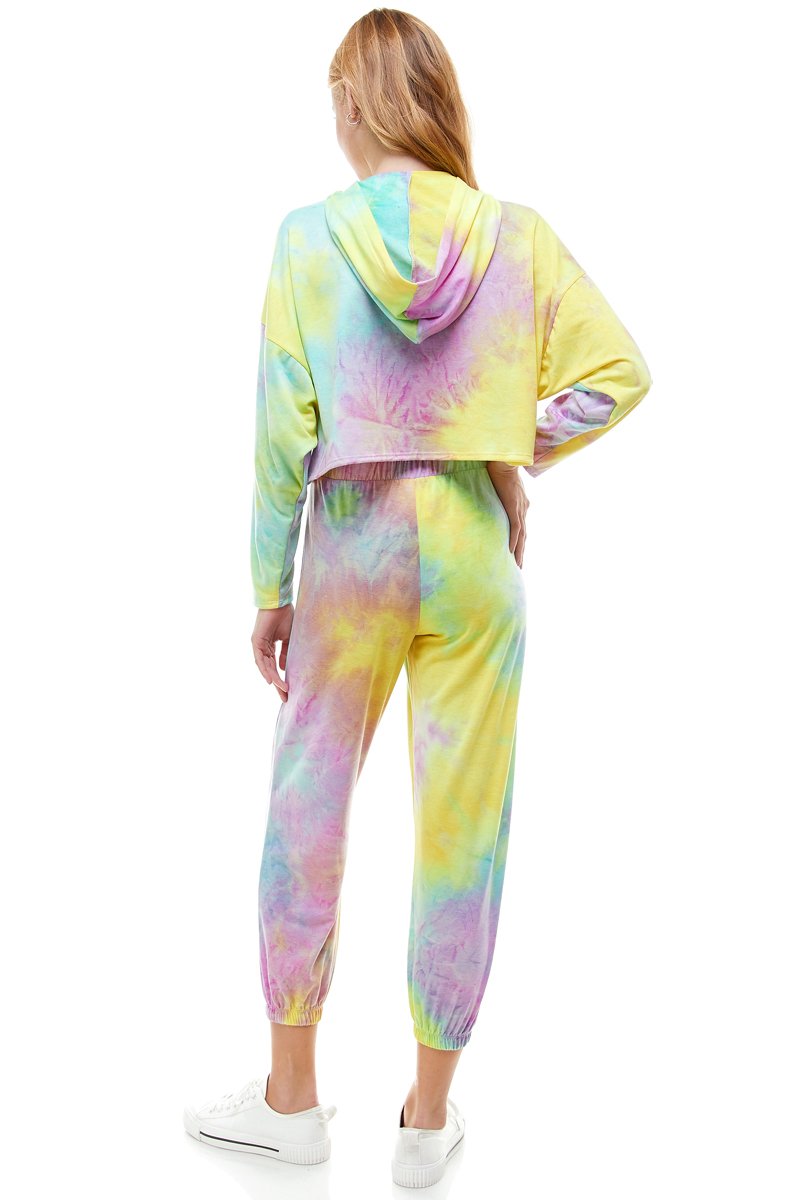 CONJUNTO DE PANTALÓN DEPORTIVO CON CAPUCHA Y PANTALÓN DE PUNTO DE TERCIOPELO FRANCES TEÑIDO