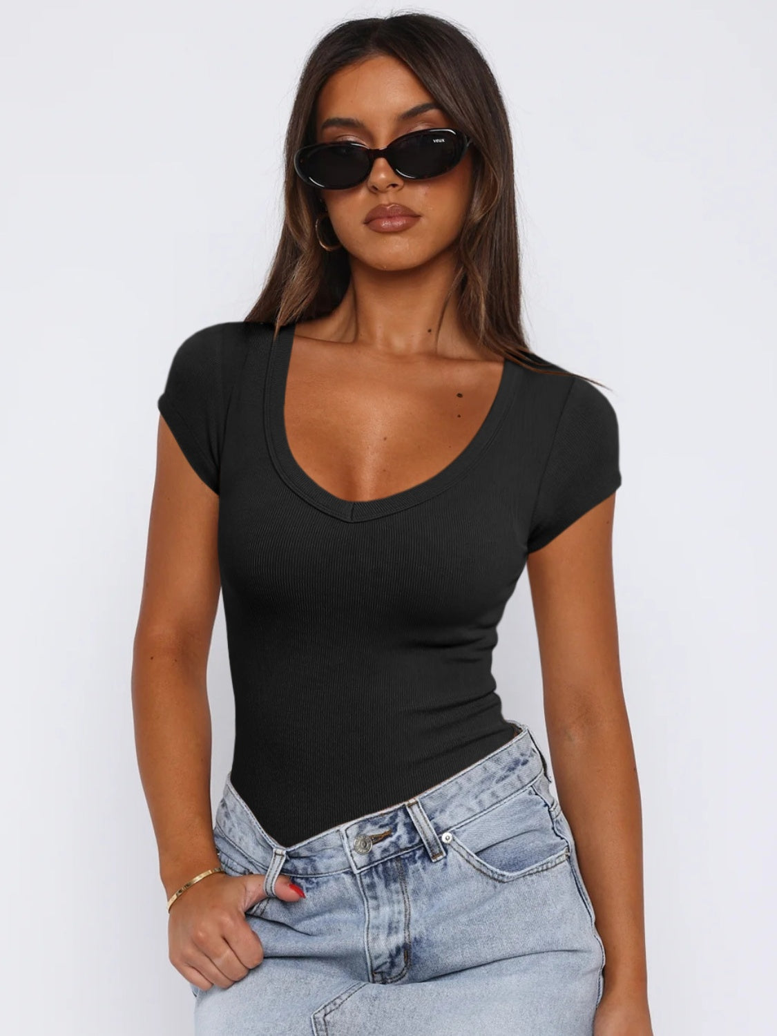 Camiseta de cuello redondo y manga corta