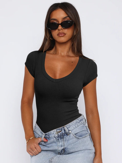 Camiseta de cuello redondo y manga corta