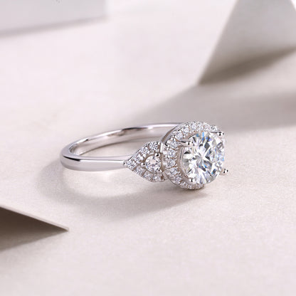 Bague de mariage de luxe en argent avec diamants et moissanite 
