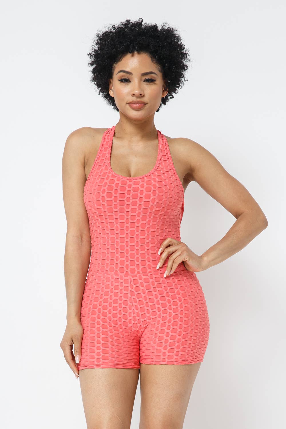 Mono sin mangas con espalda cruzada y estampado de panal de jacquard
