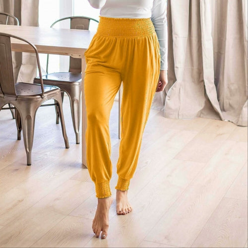 Pantalon de jogging taille haute à smocks