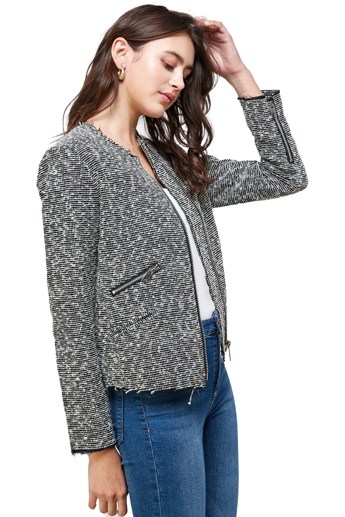 Veste zippée texturée – Élégance décontractée