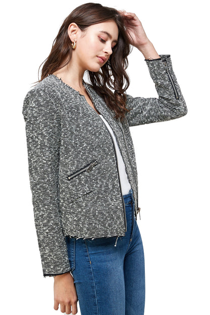 Veste zippée texturée – Élégance décontractée