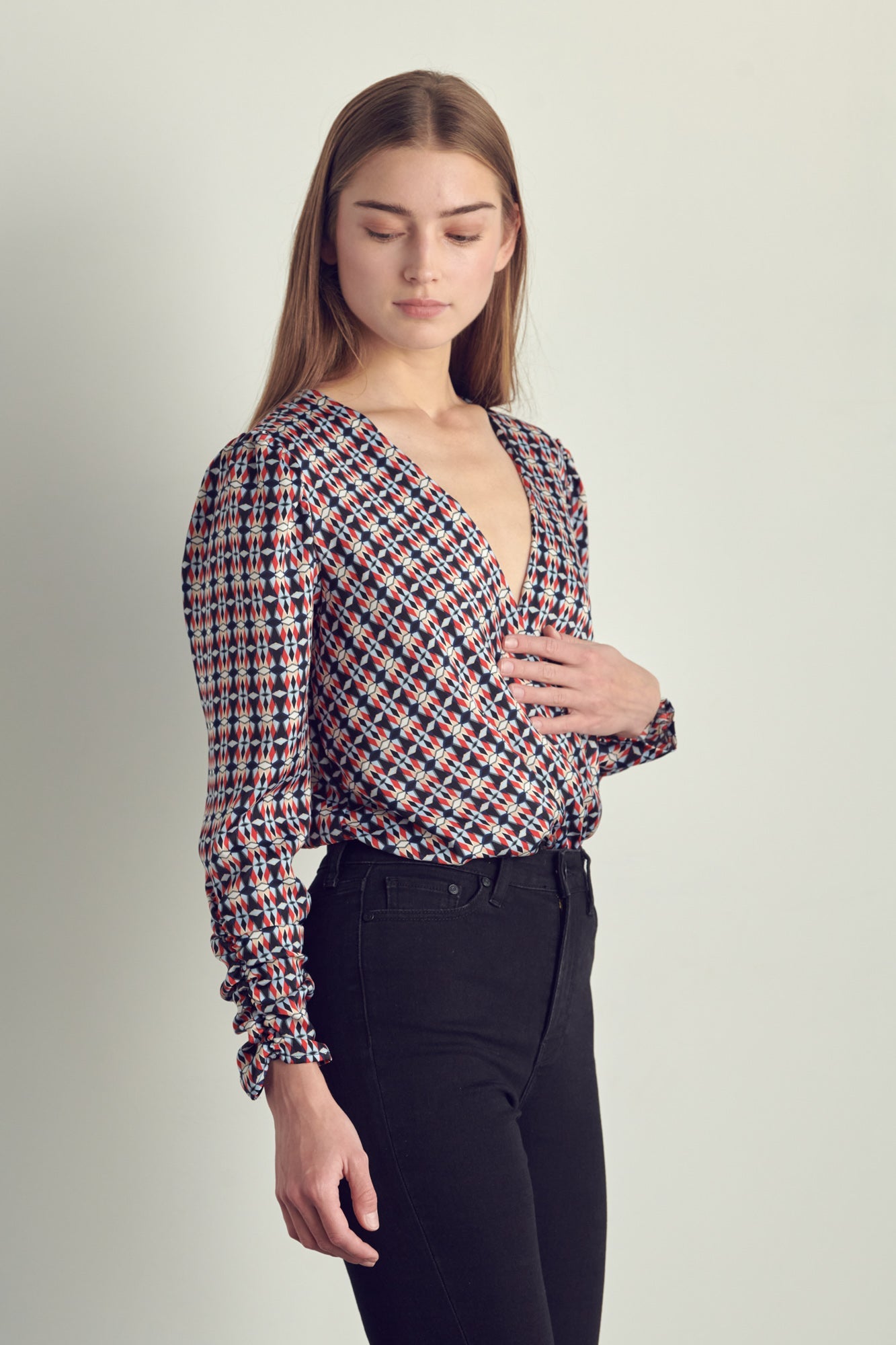 Body à surplis imprimé géométrique