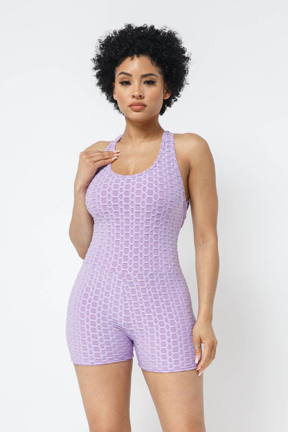 Mono sin mangas con espalda cruzada y estampado de panal de jacquard