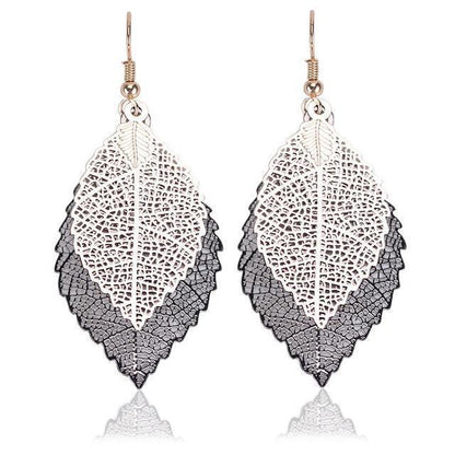 Boucles d'oreilles feuilles arc-en-ciel