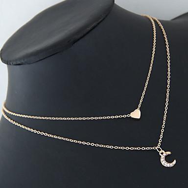 Collier à deux rangs Lune et Cœur 