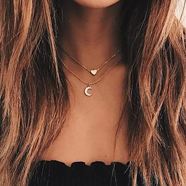 Collier à deux rangs Lune et Cœur 