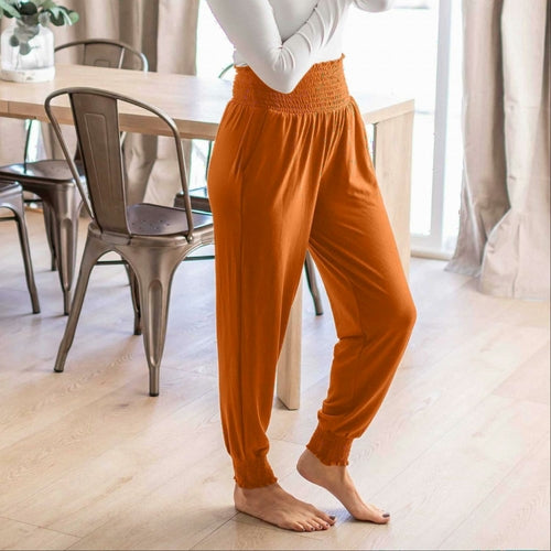 Pantalon de jogging taille haute à smocks