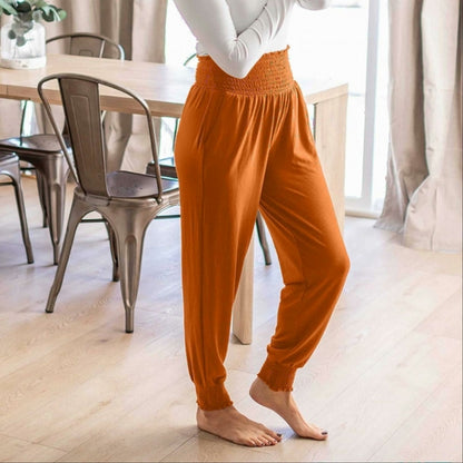 Pantalon de jogging taille haute à smocks