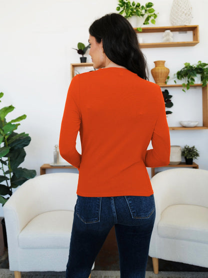 Camiseta de manga larga con cuello alto fruncido