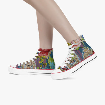 Zapatillas altas de lona con estampado de flores de tigre de Jacki Easlick