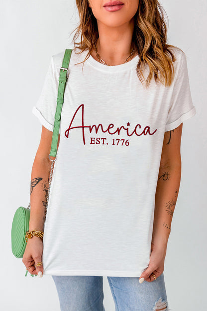 Camiseta de manga corta con cuello redondo y gráfico de letras