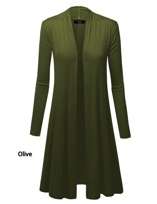Long Sleeve Open Front Long Cardigan