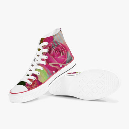 Zapatillas altas de lona con diseño floral neón de Jacki Easlick Couture