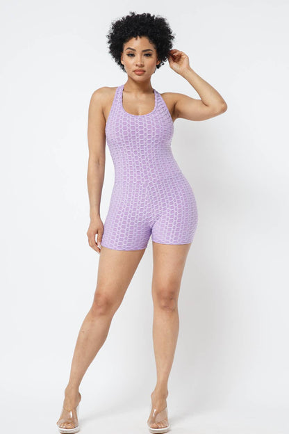Mono sin mangas con espalda cruzada y estampado de panal de jacquard