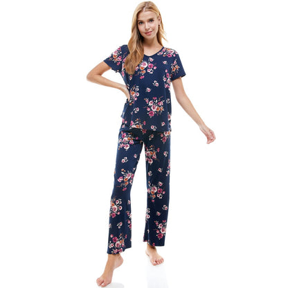 Ensemble de salon à imprimé floral bleu pour femme – Confortable et élégant