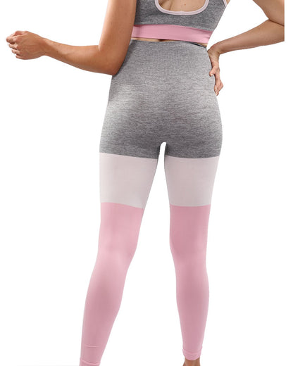 Leggings Graca sin costuras - Gris con rosa y blanco 