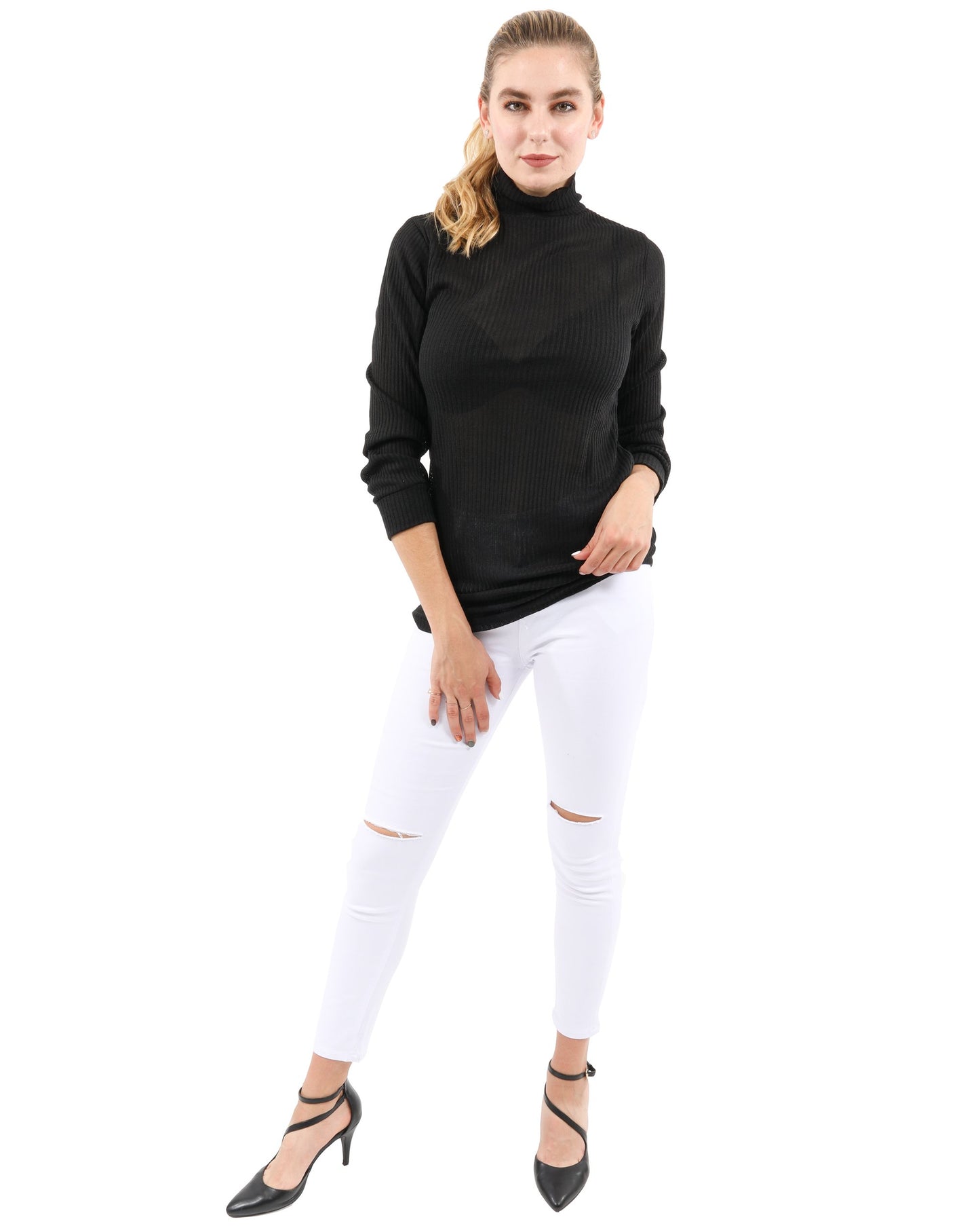 Top de cuello alto acanalado Java