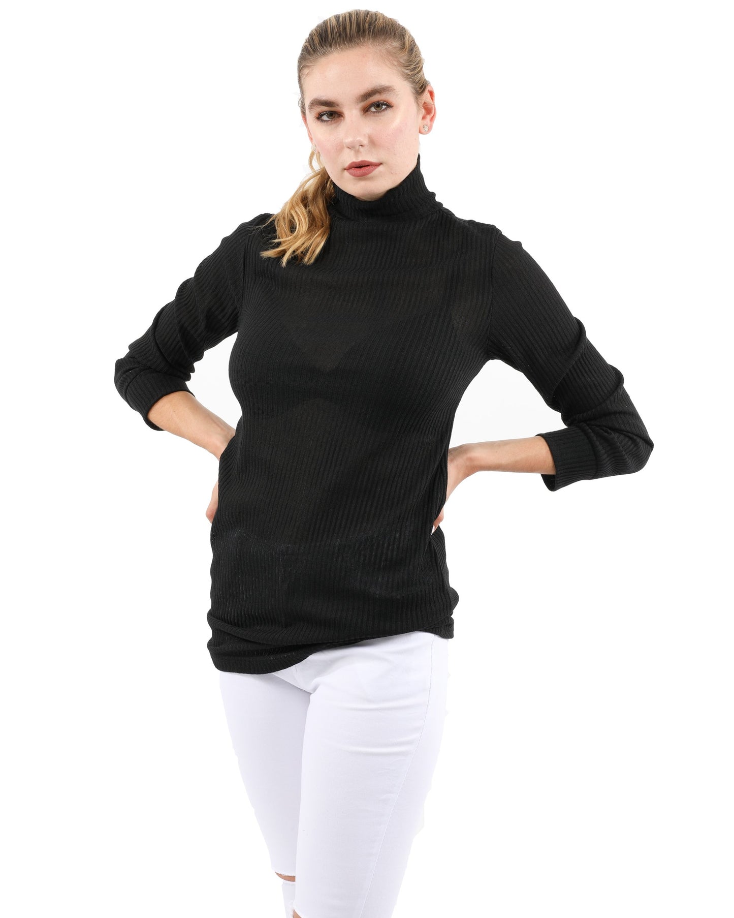Top de cuello alto acanalado Java