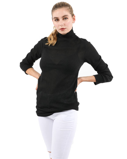 Top de cuello alto acanalado Java