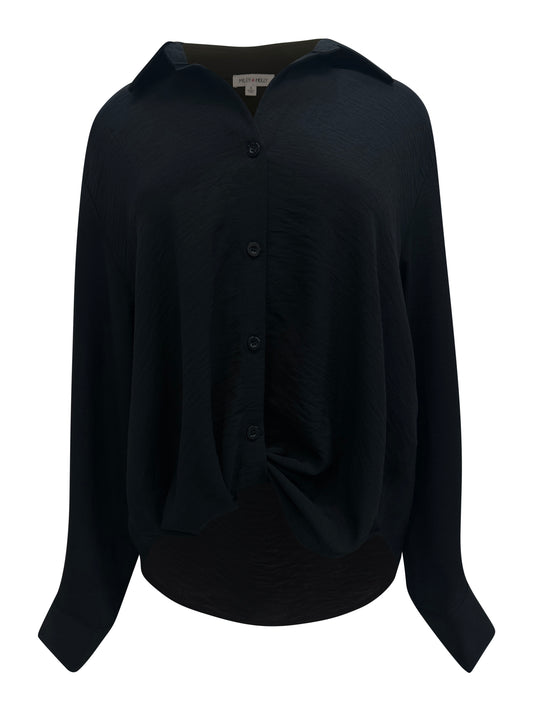 Blusa extragrande con cuello abotonado