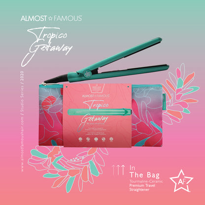 Fer à lisser de voyage miniature Tropico Getaway Almost Famous de 0,5" + sac de créateur