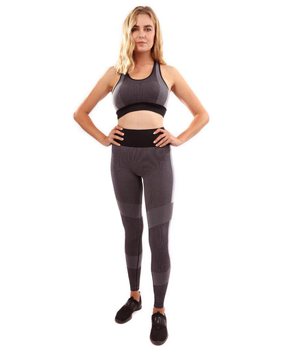 Ensemble leggings et soutien-gorge de sport sans coutures Arleta - Noir