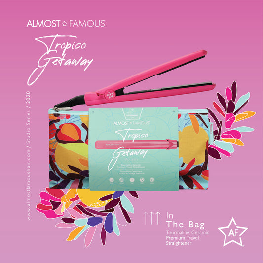 Fer à lisser de voyage miniature Tropico Getaway Almost Famous de 0,5" + sac de créateur