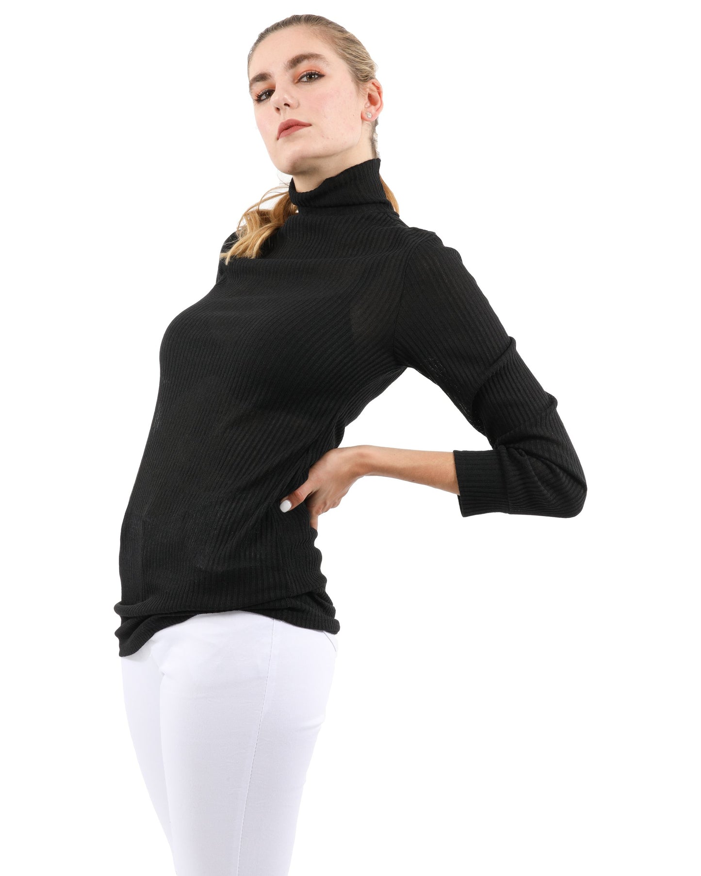 Top de cuello alto acanalado Java