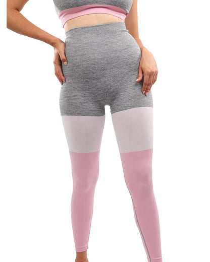 Leggings Graca sin costuras - Gris con rosa y blanco 