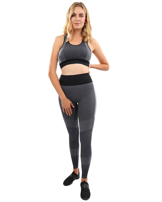 Ensemble leggings et soutien-gorge de sport sans coutures Arleta - Noir