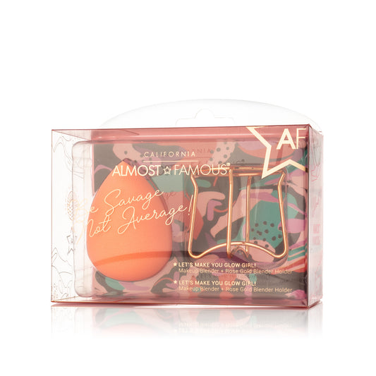 Blender de maquillage Almost Famous avec support en or rose