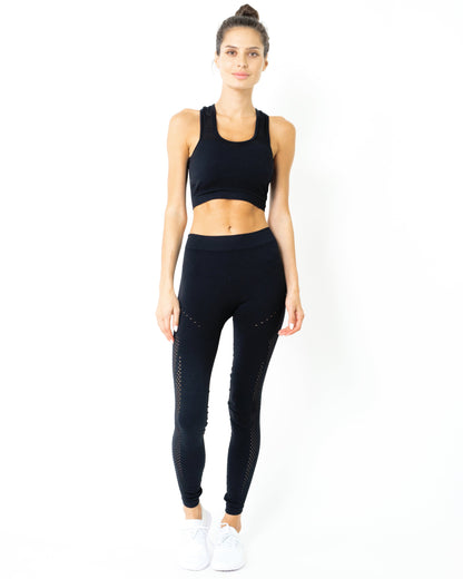 ¡REBAJAS! ¡50% DE DESCUENTO! Conjunto de leggings y sujetador Milano - NEGRO [HECHO EN ITALIA] 