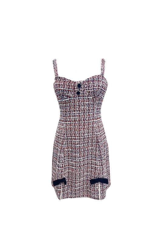 Mini-robe en tweed avec détails boutonnés – Classique et chic