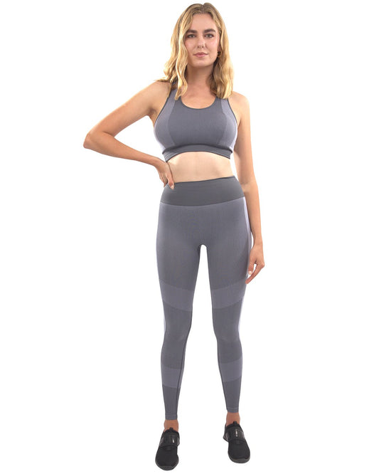 Ensemble leggings et soutien-gorge de sport sans coutures Arleta - Gris