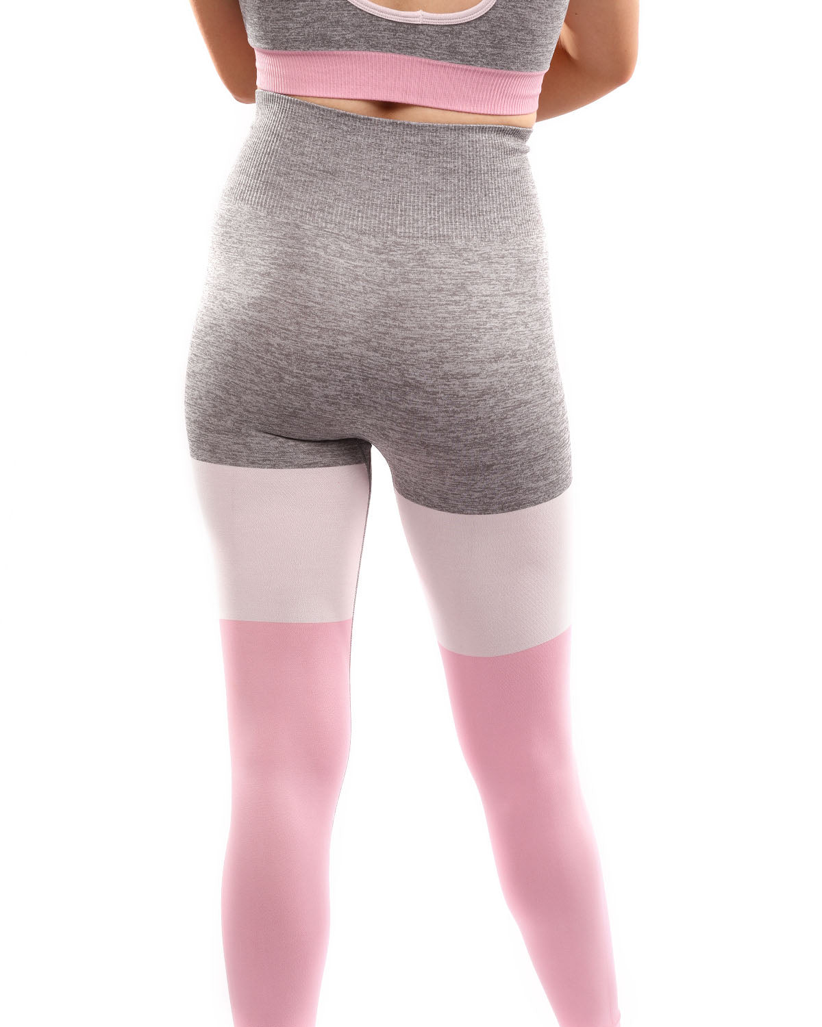 Leggings Graca sin costuras - Gris con rosa y blanco 