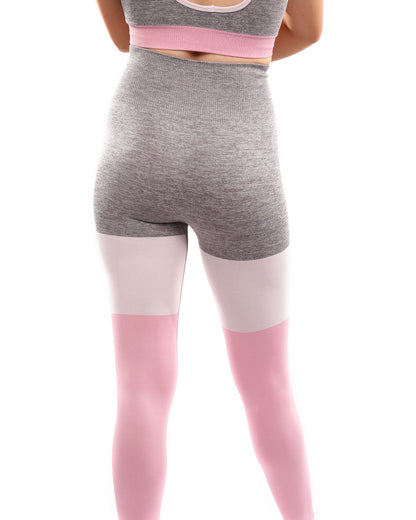 Leggings Graca sin costuras - Gris con rosa y blanco 