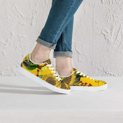 Zapatillas bajas de cuero Jacki Easlick Sunflowers - Blanco/Negro 