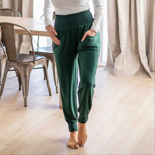 Pantalon de jogging taille haute à smocks