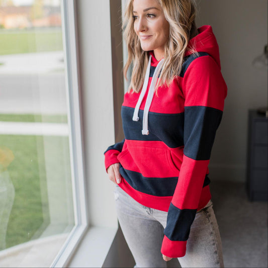 Color Block Soft Fleece Pullover Hoodie