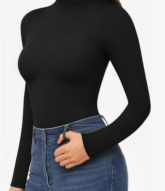Long Sleeve Shirts for Women Mock Turtle Neck Tops Sexy Casual Fitted