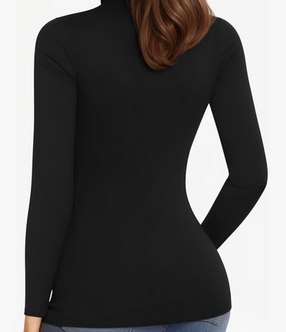 Camisas de manga larga para mujer, cuello alto, sexys, informales, ajustadas